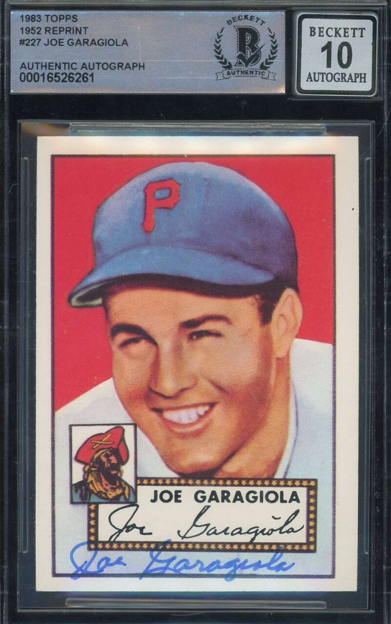 Joe Garagiola Gem Mint 10 Beckett BAS Signed 1952 Topps 1983 Reprint Autograph