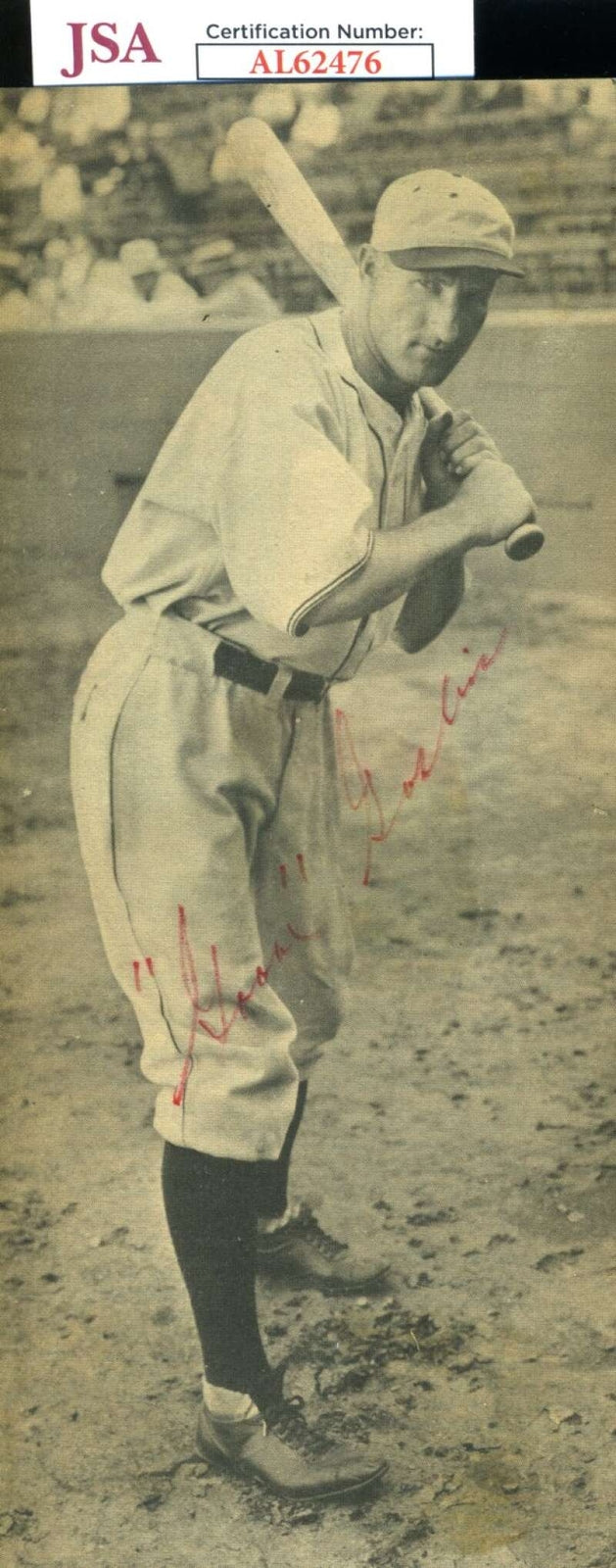 Goose Goslin JSA Cert Signed  4x9 Vintage Photo Autograph