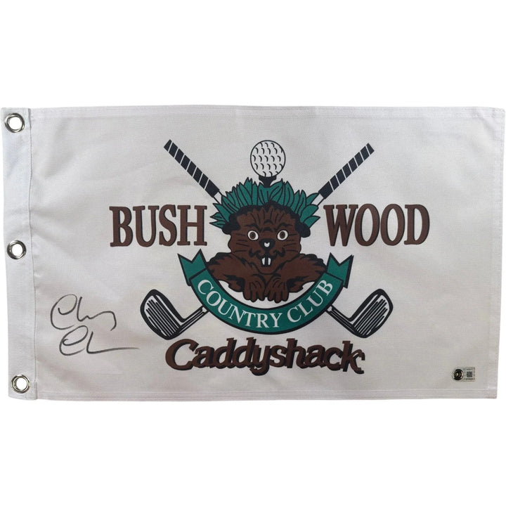 Chevy Chase Autographed/Signed Caddy Shack Golf Flag Beckett Witness 58324