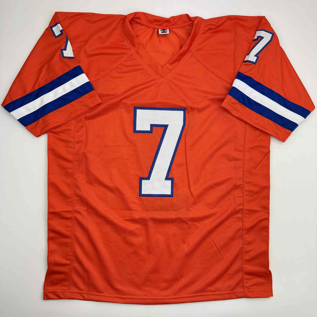 Autographed/Signed John Elway Denver Orange Retro Football Jersey JSA COA