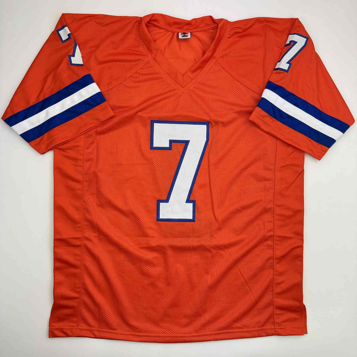 Autographed/Signed John Elway Denver Orange Retro Football Jersey JSA COA