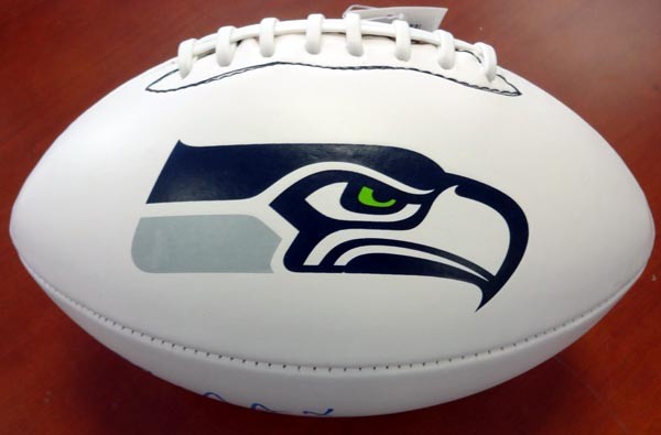 Byron Maxwell Signed White Logo Football Seattle Seahawks MCS Holo