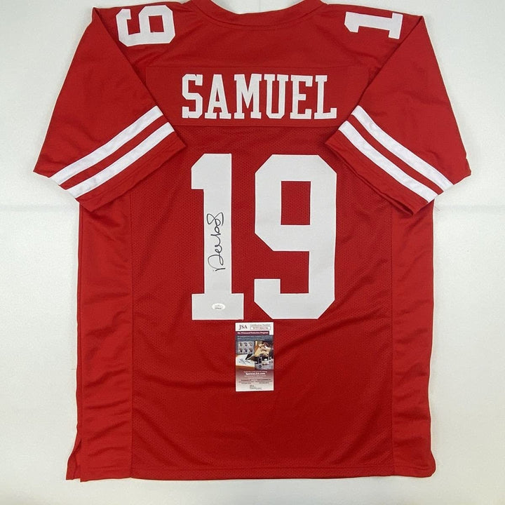 Autographed/Signed DEEBO SAMUEL San Francisco Red Jersey JSA COA Auto