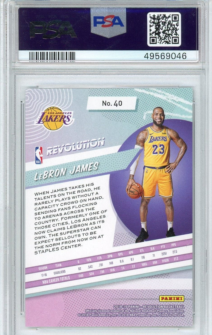 Graded 2018 Panini Revolution LeBron James #40 Card PSA 10 Gem Mint