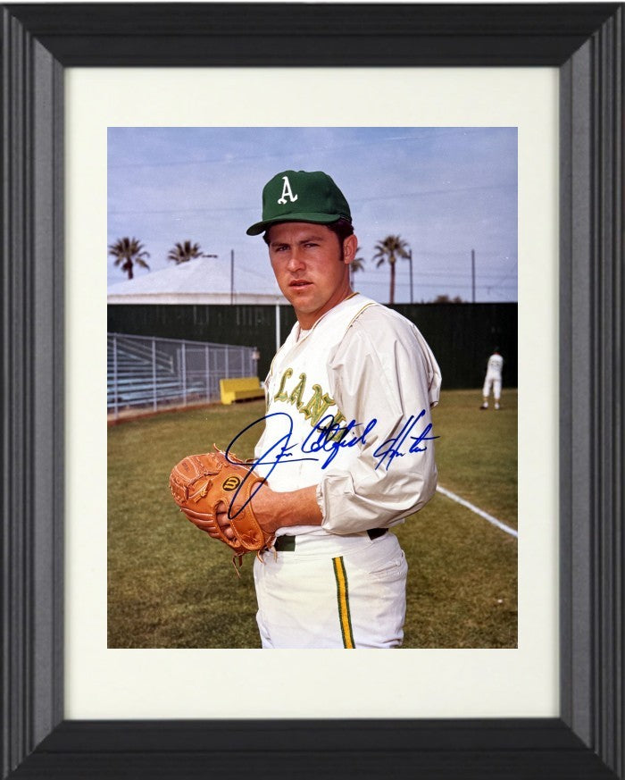 Jim "Catfish" Hunter signed Oakland A's 8x10 Photo imperfect Framed- COA (HOF)