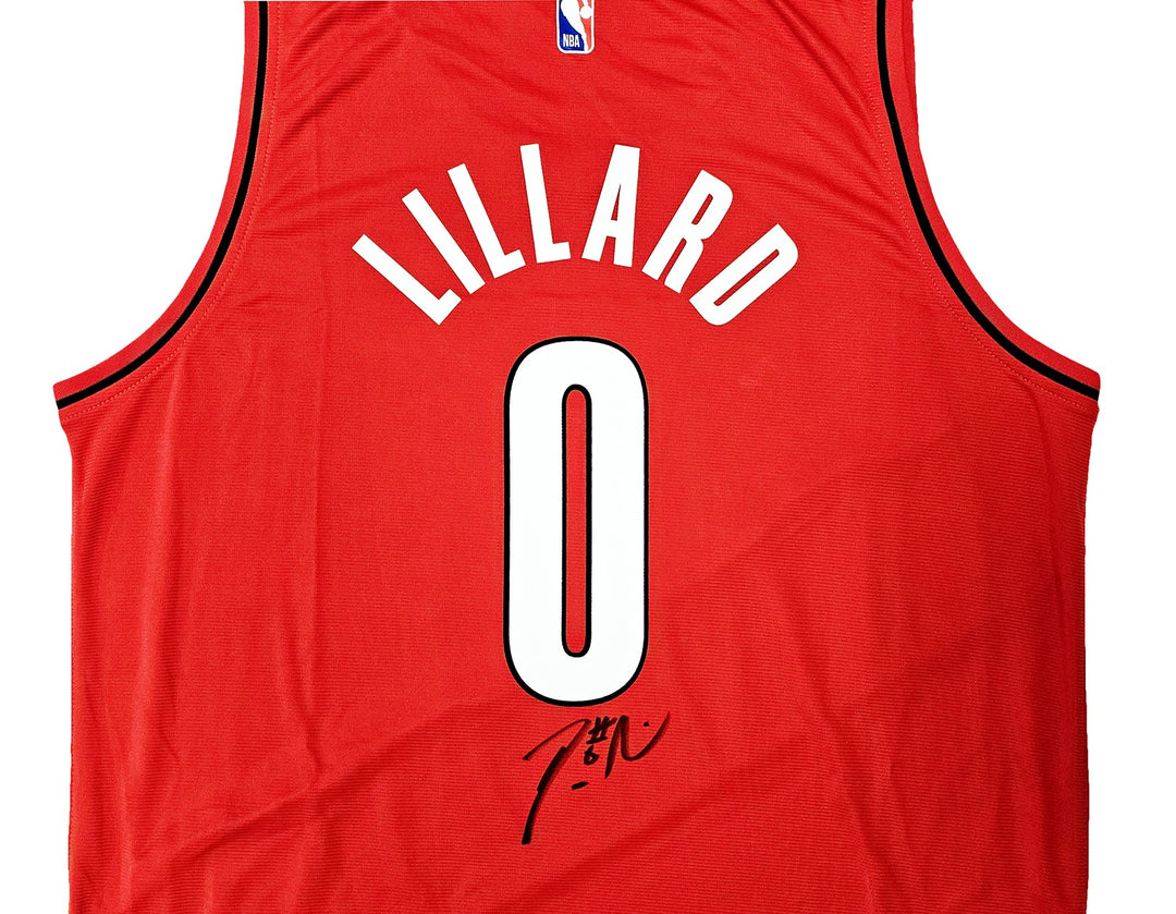 Portland Trailblazers Damian Lillard Signed Red Fanatics Jersey Size L Beckett
