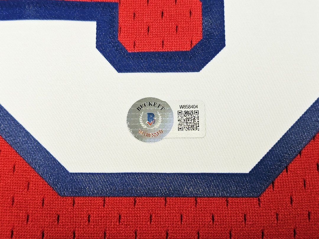 76ers Allen Iverson Auto Red Auth Mitchell Ness 02-03 HWC Swingman Jersey L BAS