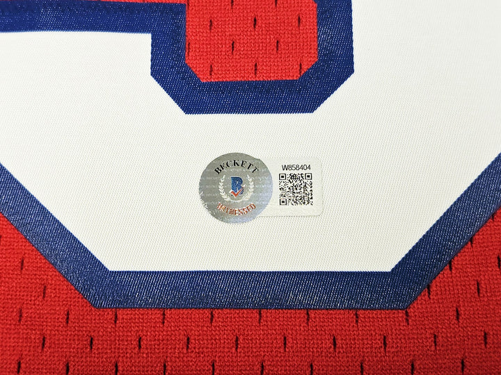 76ers Allen Iverson Auto Red Auth Mitchell Ness 02-03 HWC Swingman Jersey L BAS