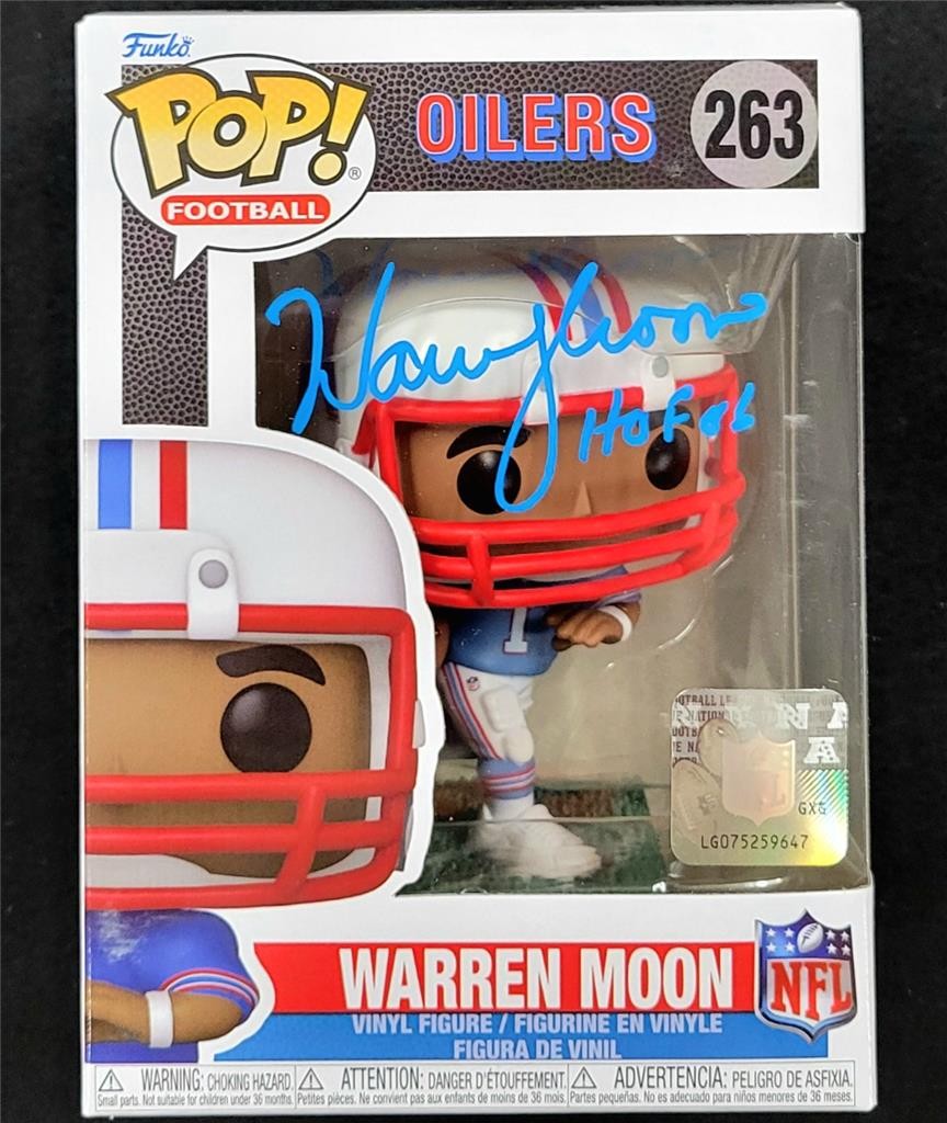 Warren Moon signed "HOF 06" Houston Oilers Funko Pop! 263 autograph ~ JSA COA