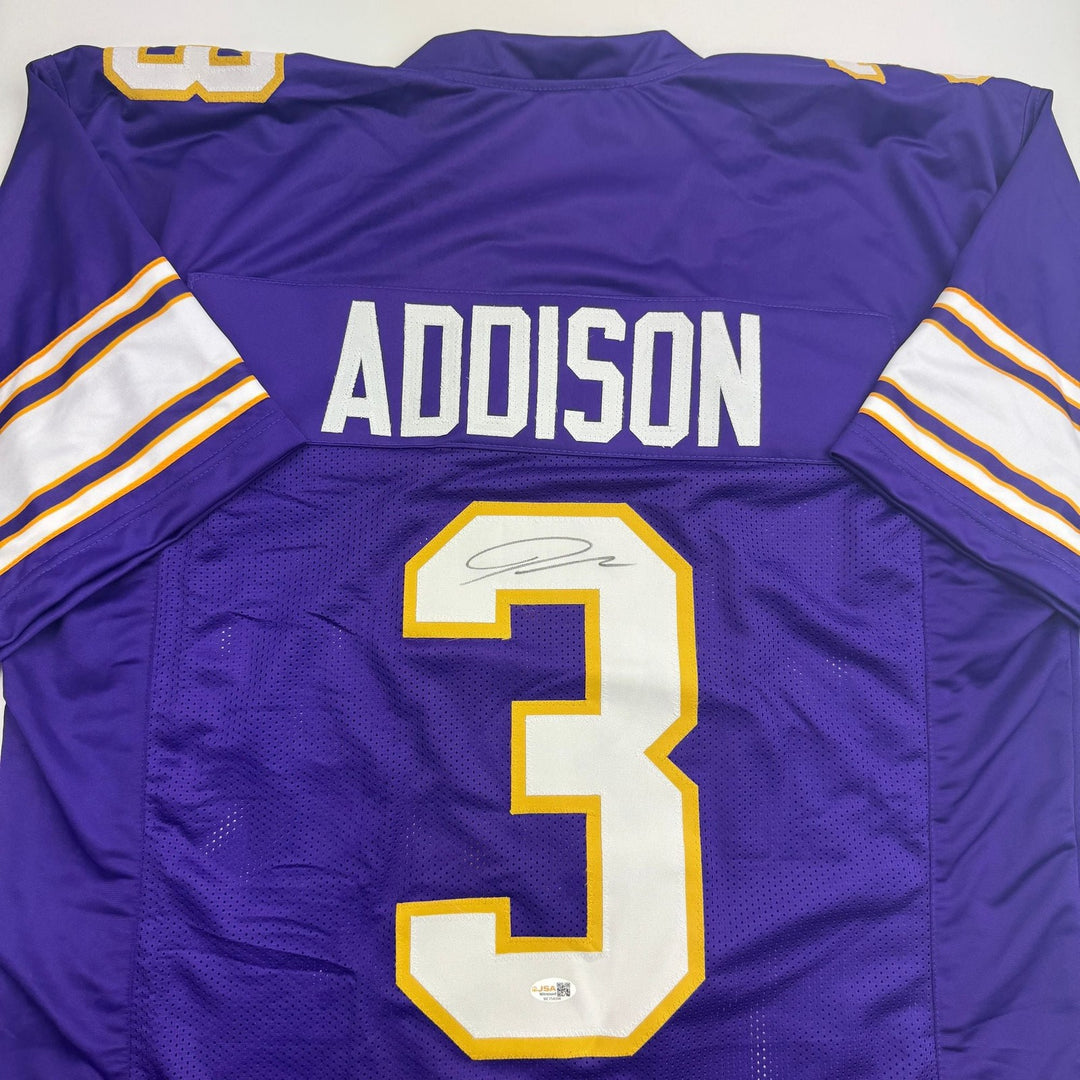 Autographed/Signed Jordan Addison Minnesota Purple Football Jersey JSA COA