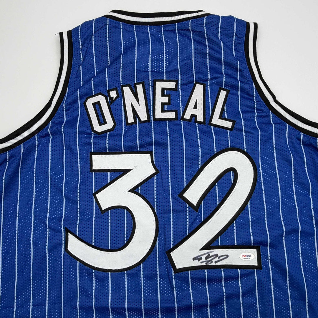 Autographed/Signed SHAQUILLE SHAQ O'NEAL Orlando Blue Pinstripe Jersey COA