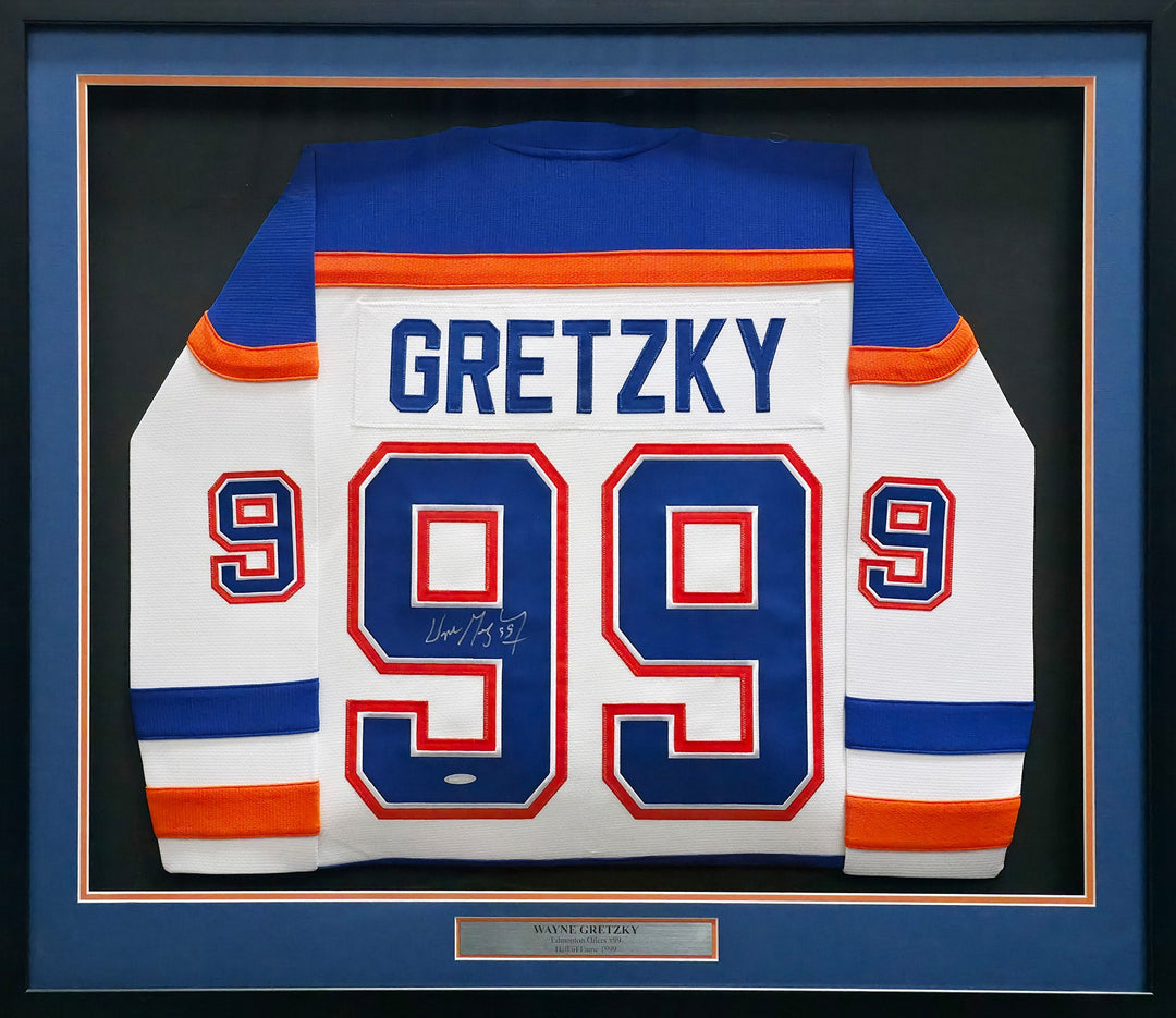 Wayne Gretzky Signed Framed Oilers White 1986-87 Mitchell & Ness Jersey UDA