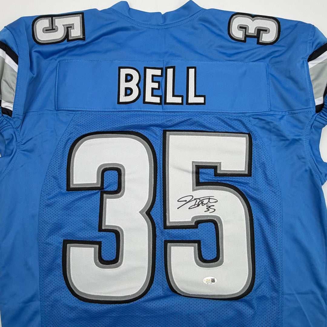 Autographed/Signed Joique Bell Detroit Blue Pro Cut Football Jersey JSA COA