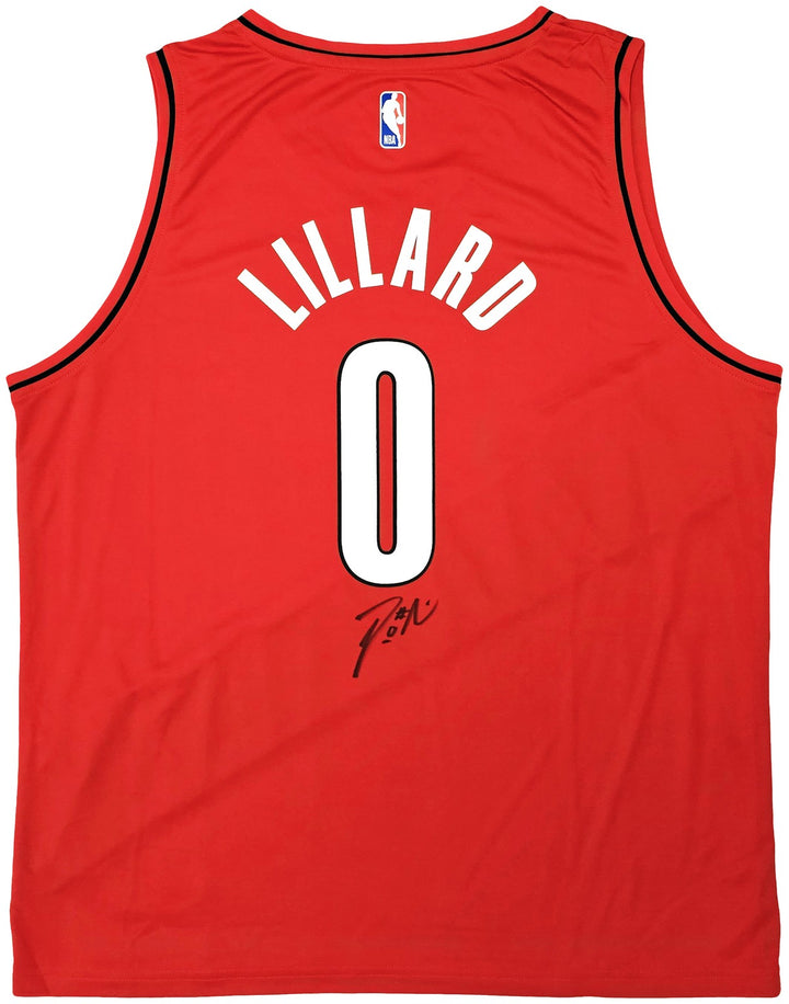 Portland Trailblazers Damian Lillard Signed Red Fanatics Jersey Size XL Beckett