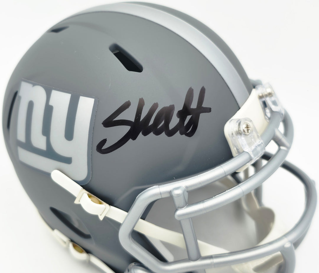 Cam Skattebo Signed Giants Slate Gray Mini Helmet Beckett QR