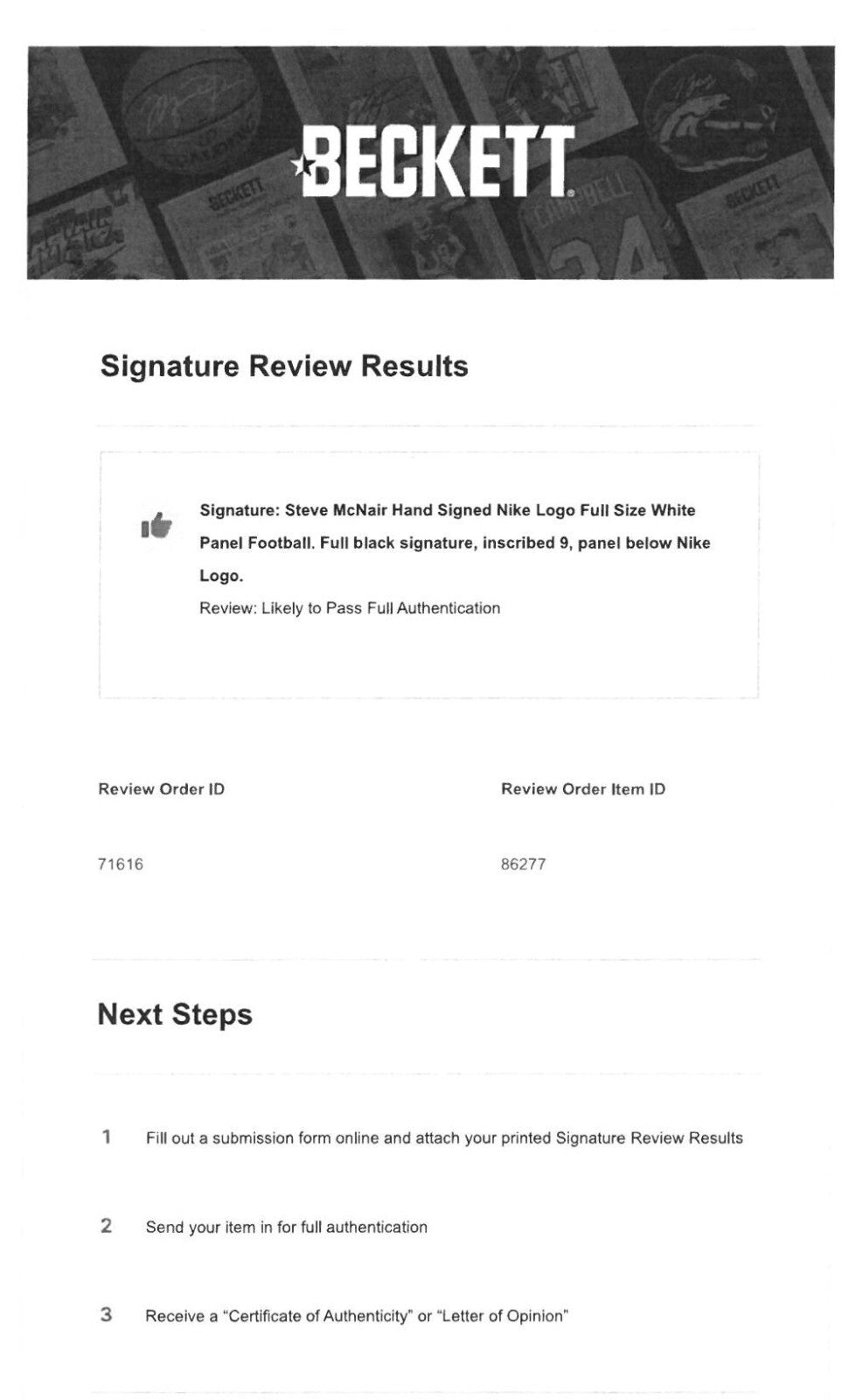 Steve McNair signed Nike Logo Full Size White Panel Football #9– Beckett Review