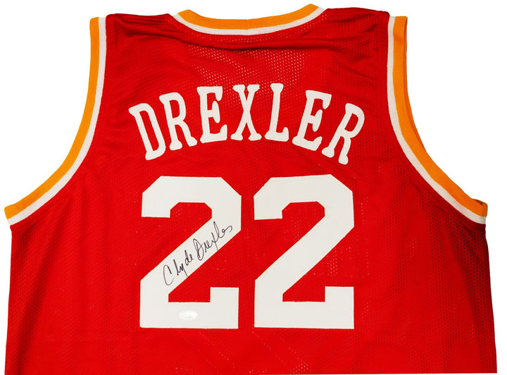 Houston Rockets Clyde Drexler Autographed Signed Red Jersey The Glide JSA