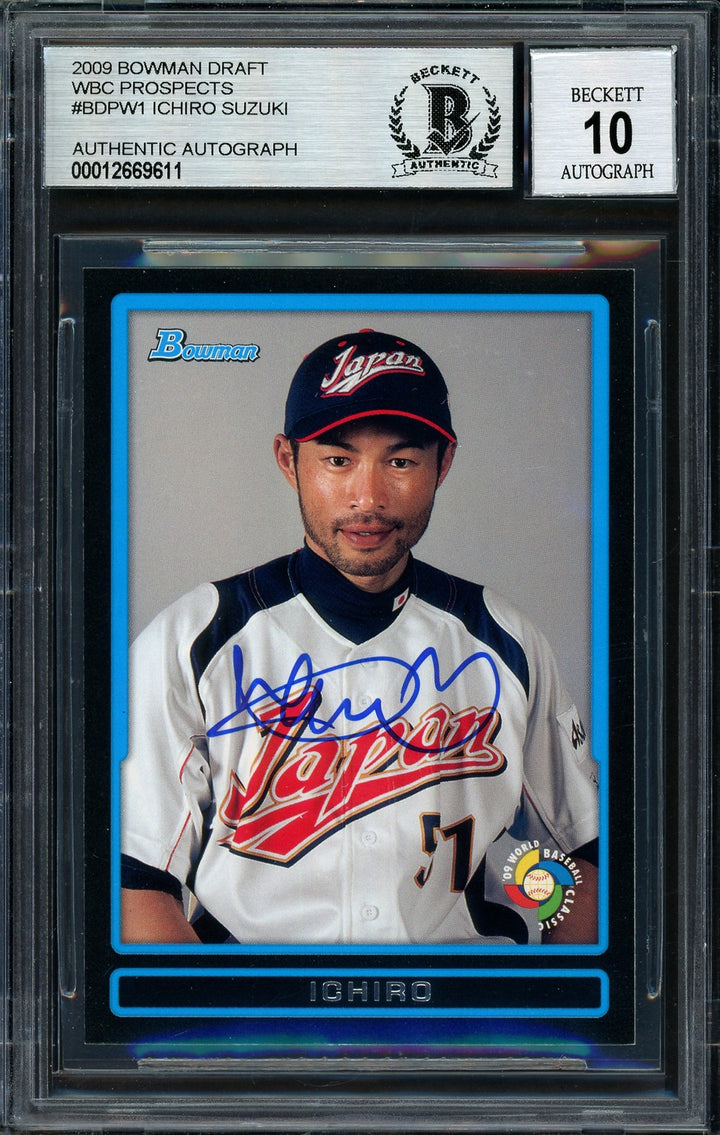 Ichiro Suzuki Signed 2009 Bowman Draft Card #BDPW1 Japan Auto Grade 10 Beckett