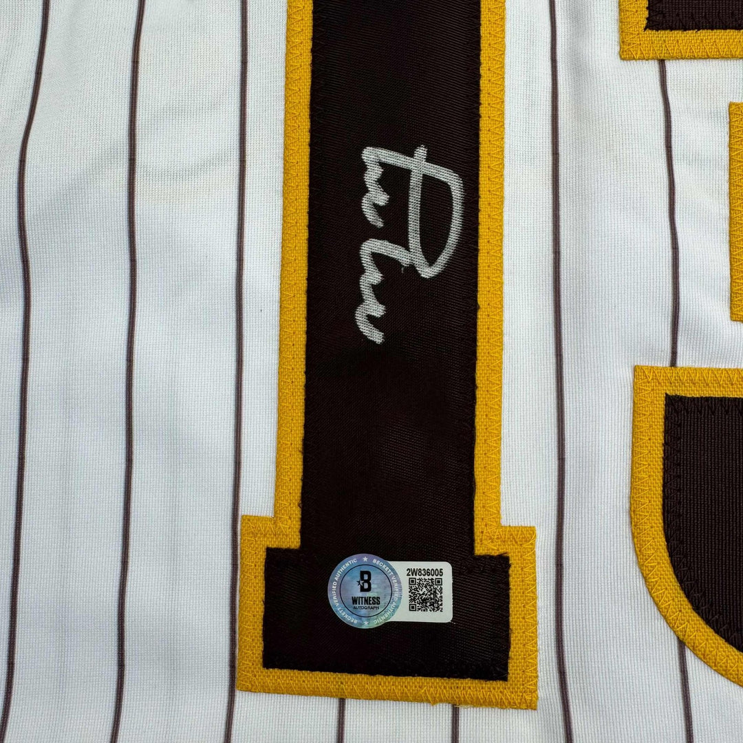 Autographed/Signed MANNY MACHADO San Diego Pinstripe Jersey Beckett COA