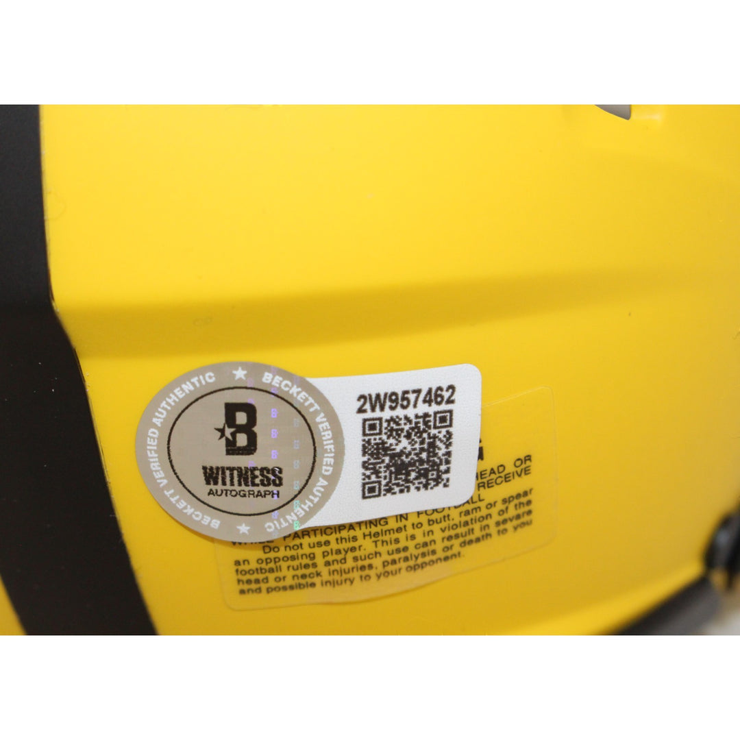 James Harrison Autographed Pittsburgh Steelers Rave Mini Helmet Beckett 53625