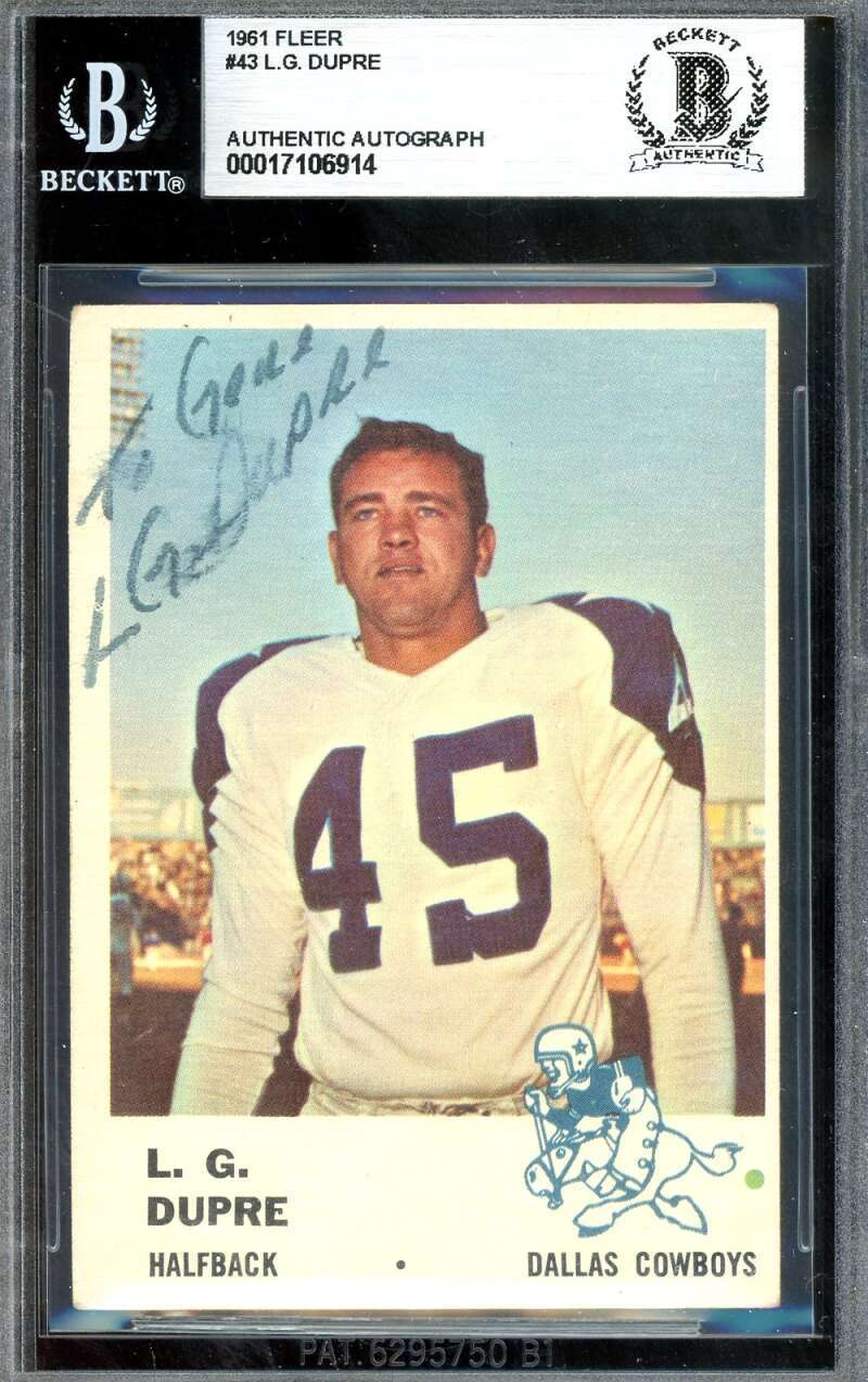 L.G. Dupre Beckett BAS Signed 1961 Fleer Autograph