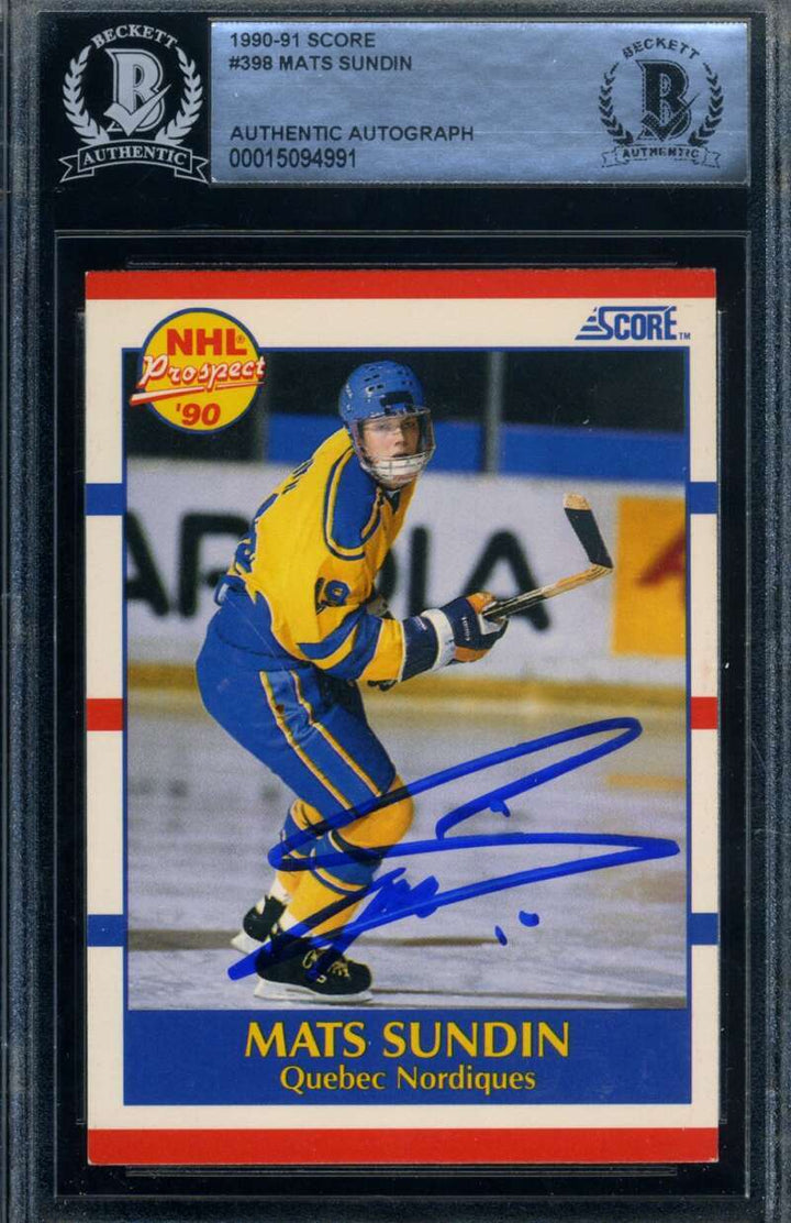 Mats Sundin Beckett BAS Signed 1990-91 Score Rookie Autograph