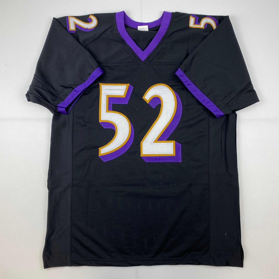 Facsimile Autographed Ray Lewis Baltimore Black Reprint Jersey Size Men's XL