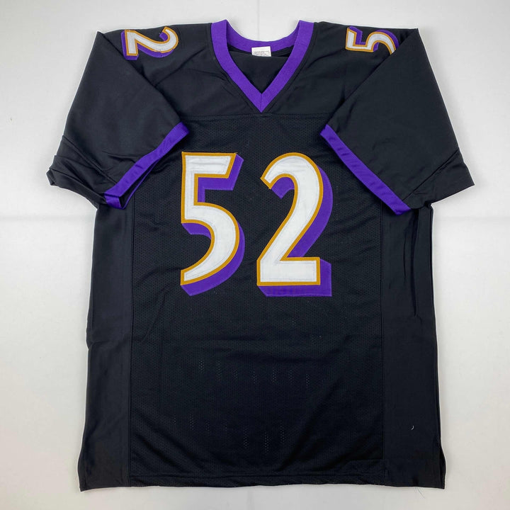 Facsimile Autographed Ray Lewis Baltimore Black Reprint Jersey Size Men's XL