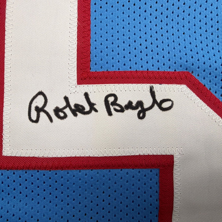 Autographed/Signed Robert Brazile Houston Blue Football Jersey JSA COA