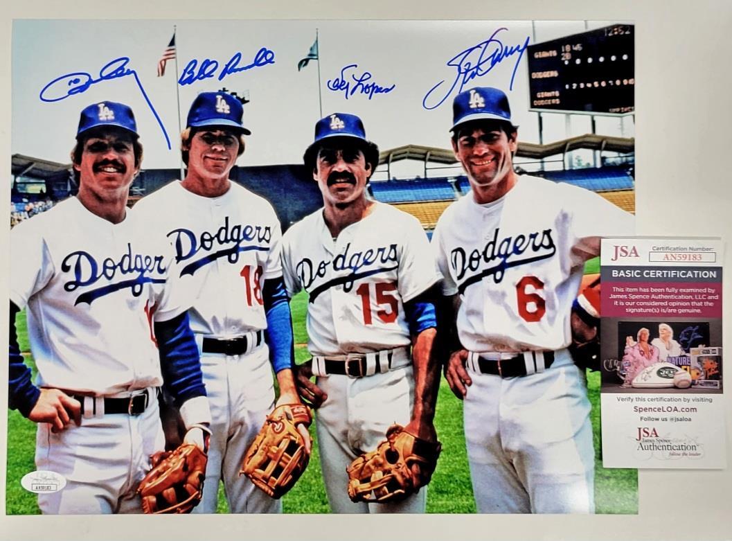 Dodger Infield signed 11x14 Photo #1 Russell Garvey Cey Lopes autograph JSA
