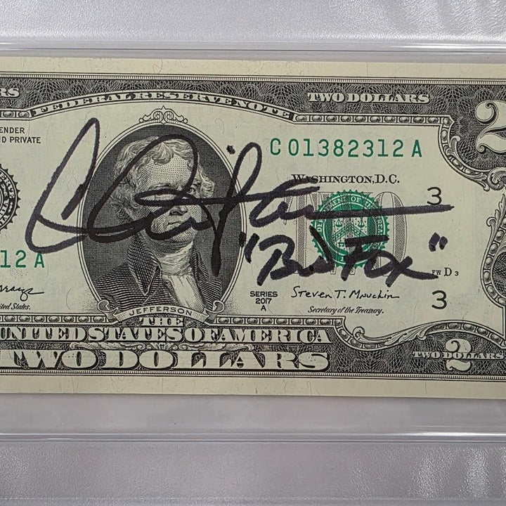 Charlie Sheen signed $2 Dollar Bill Wall Street "Bud Fox" autograph PSA/DNA