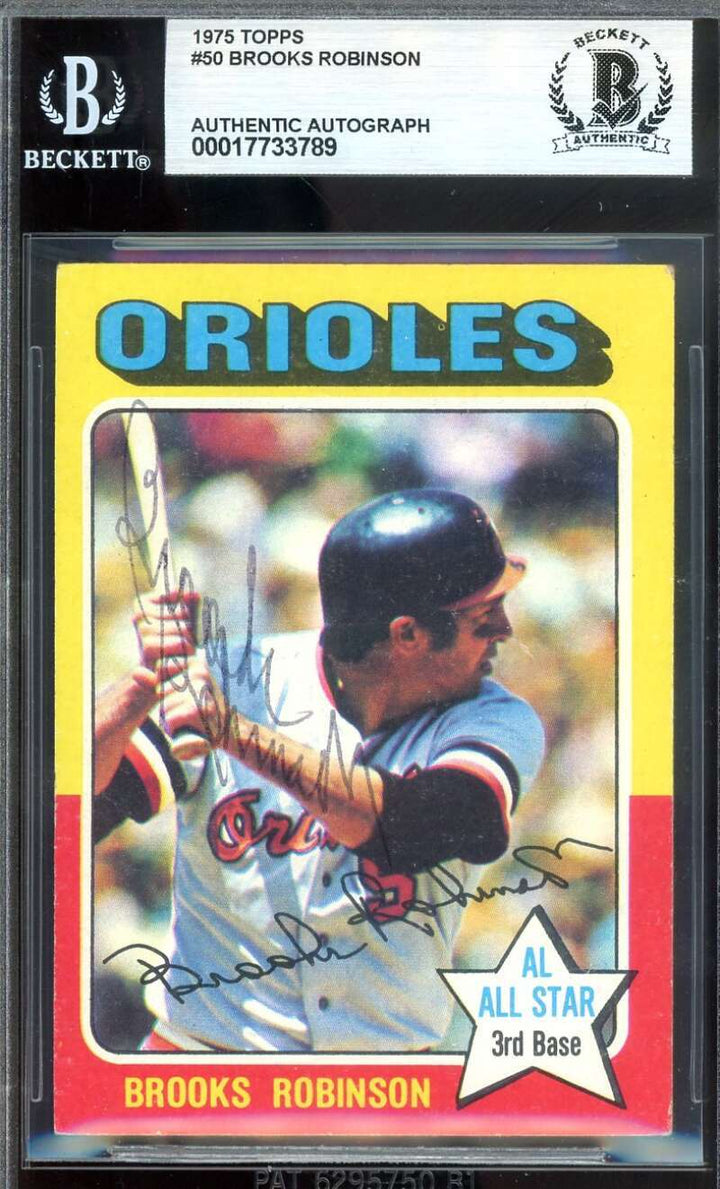 Brooks Robinson Beckett BAS Vintage Signed 1975 Topps Orioles Autograph