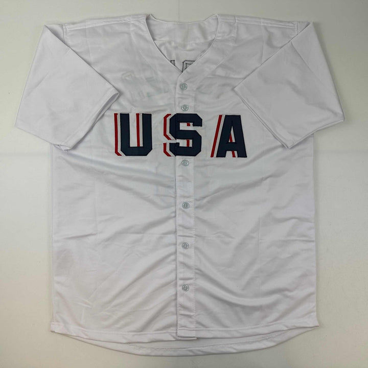 Autographed/Signed Trea Turner USA World Classic Jersey Beckett BAS COA