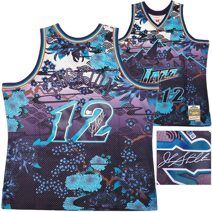 Jazz John Stockton Auto Purple Mitchell Ness 96 Swingman Asian Heritage Jersey