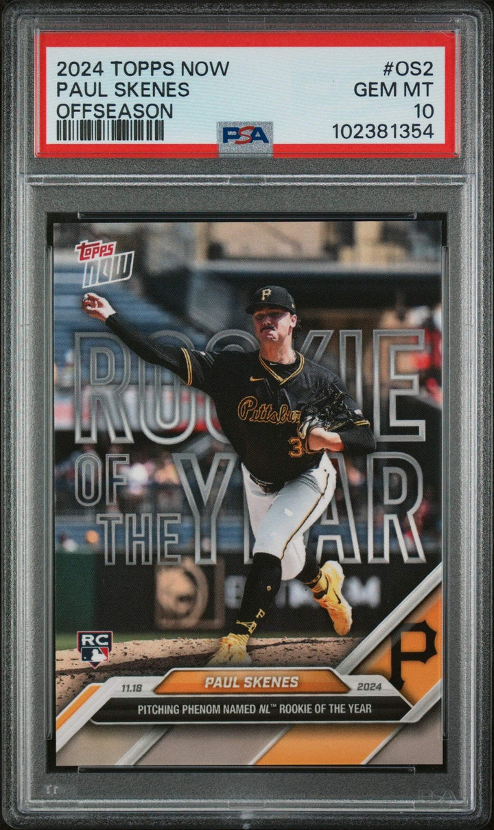 Graded 2024 Topps Now Paul Skenes #OS2 Offseason Rookie RC Baseball Card PSA 10
