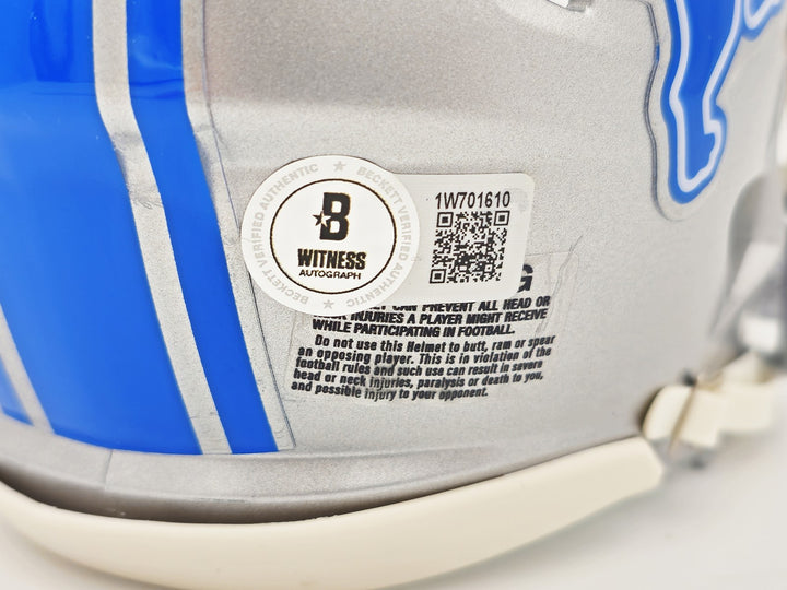 Sam LaPorta Signed Detroit Lions Silver Speed Mini Helmet Beckett BAS