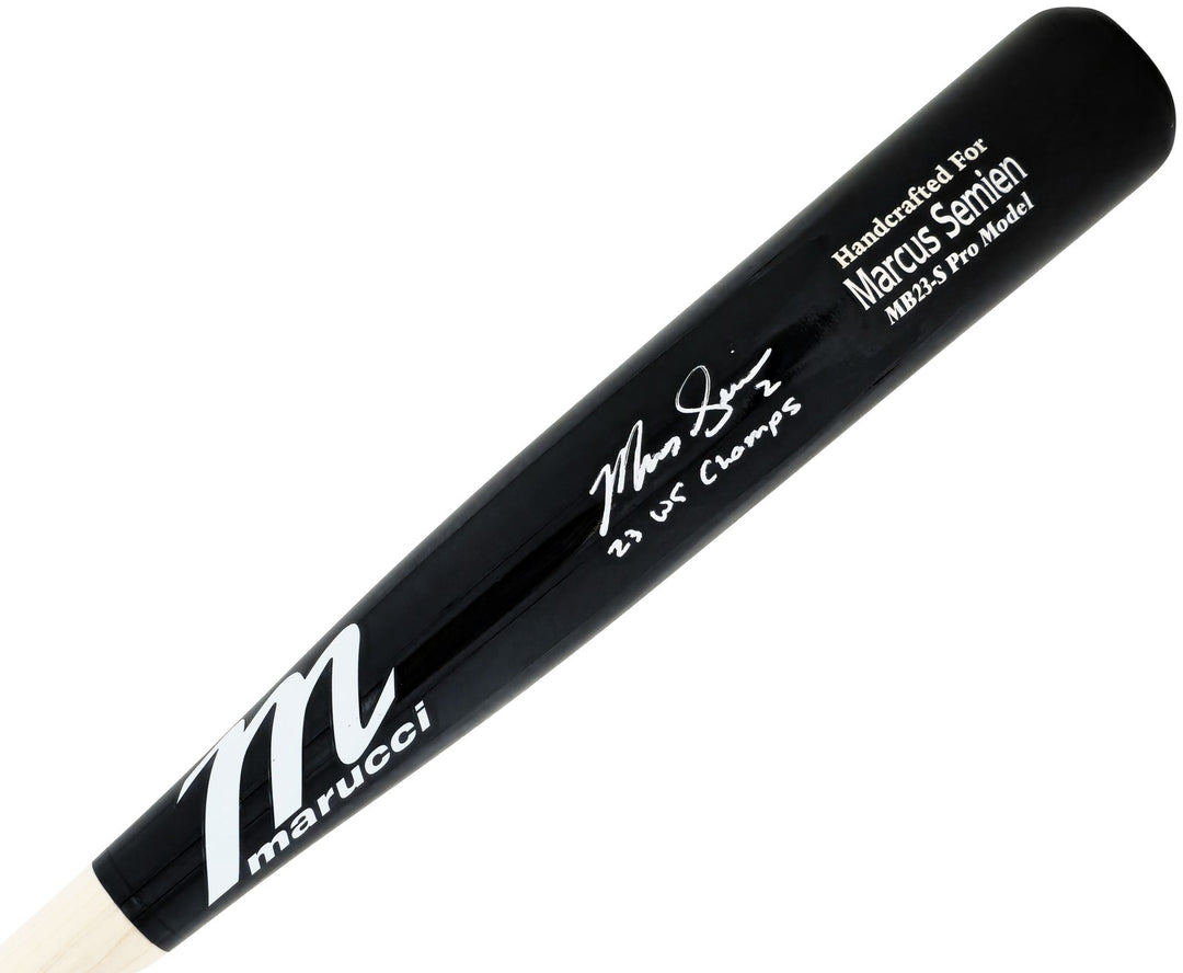 Marcus Semien Auto Black Marucci Player Model Bat Rangers 23 WS Champ Beckett