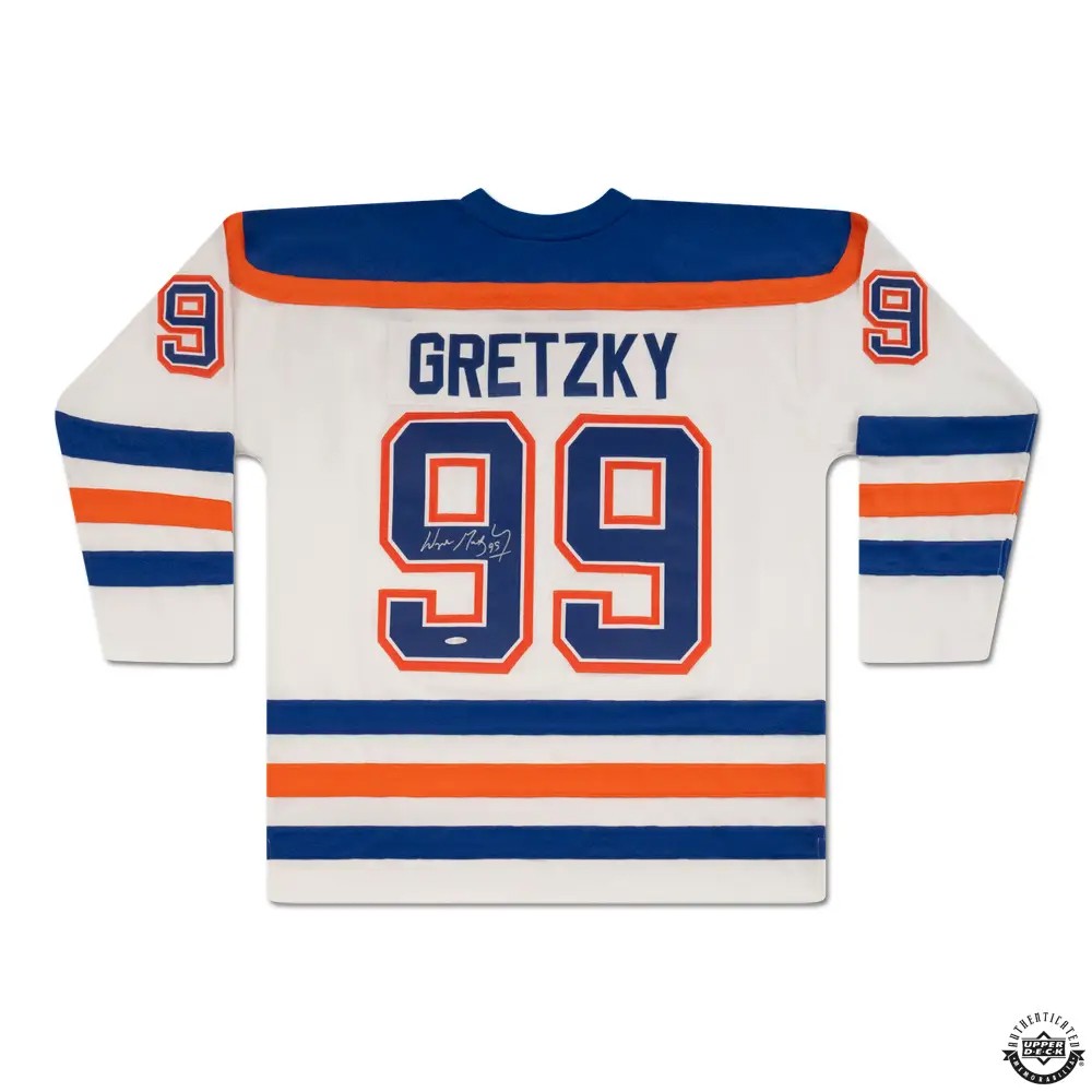 Oilers Wayne Gretzky Auto White Mitchell Ness 86-87 Throwback Jersey XL UDA Holo