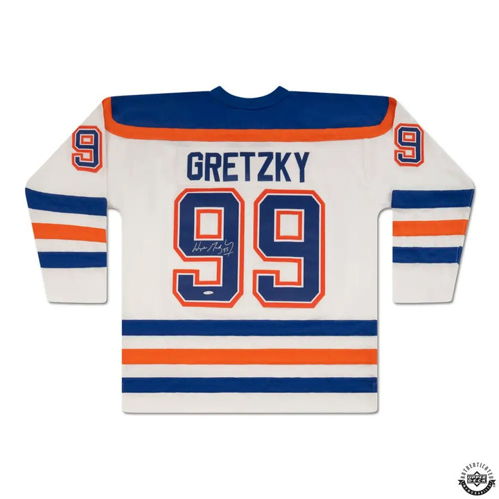 Oilers Wayne Gretzky Auto White Mitchell Ness 86-87 Throwback Jersey XL UDA Holo