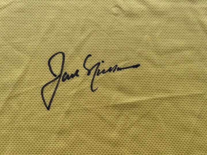 JACK NICKLAUS SIGNED AUTOGRAPHED GOLDEN BEAR GOLF POLO SHIRT MASTERS BRITISH JSA
