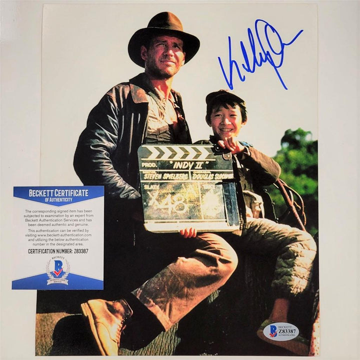 Jonathan Ke Quan autograph signed Indiana Jones 8x10 photo~ Beckett BAS COA