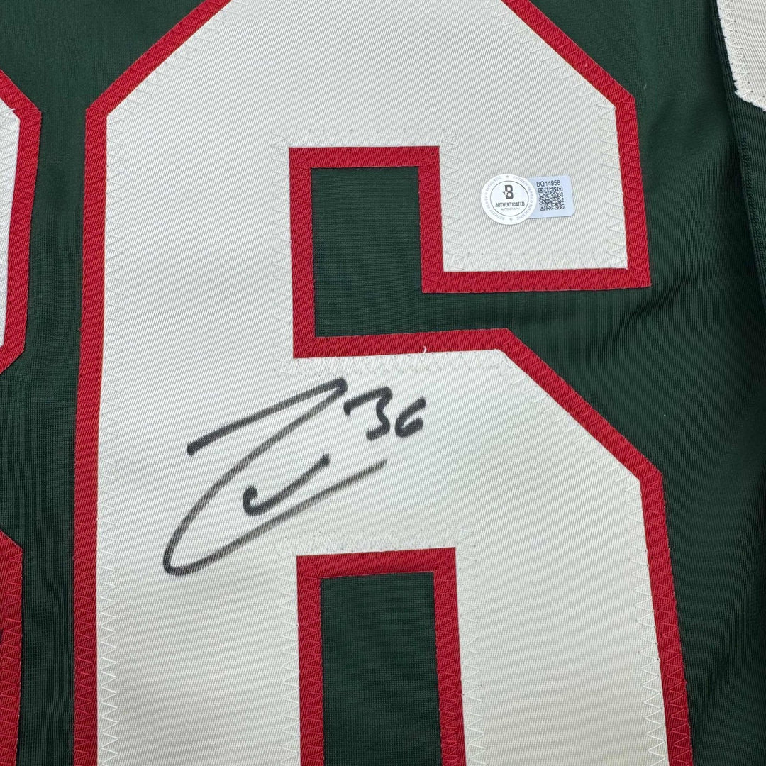 Autographed/Signed Mats Zuccarello Minnesota Green Jersey Beckett BAS COA