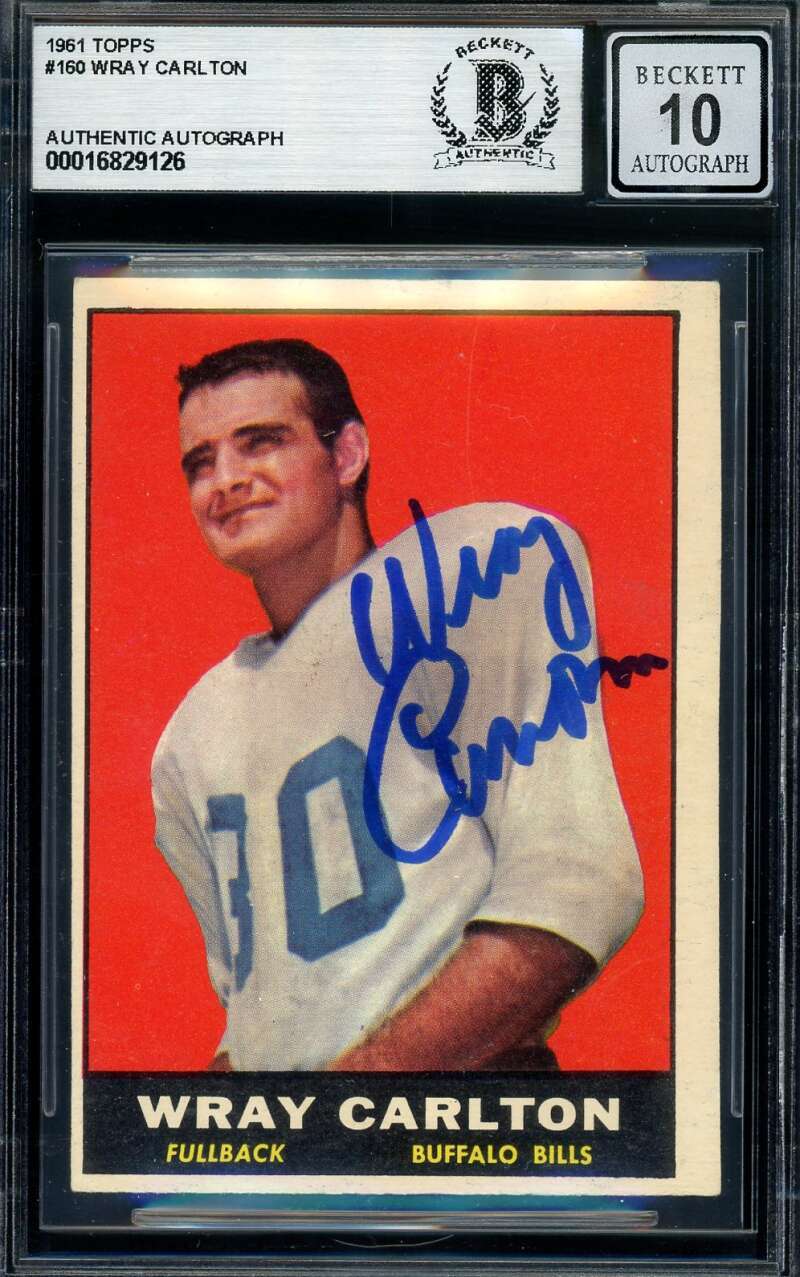 Wray Carlton Gem Mint 10 Beckett BAS Signed 1961 Topps Rookie Autograph