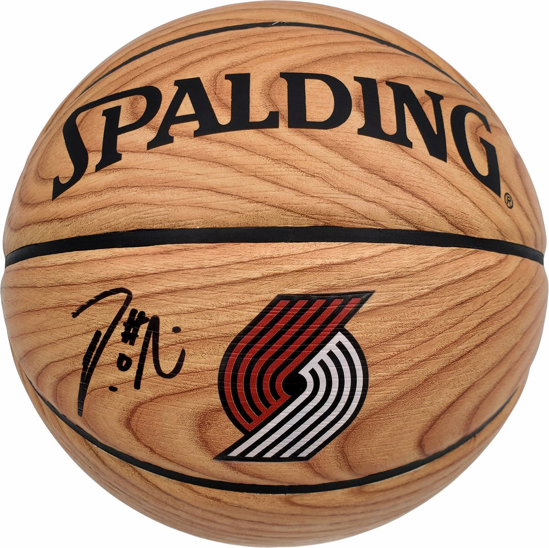 Damian Lillard Auto Official Spalding Trail Blazers Wood Logo Basketball Beckett
