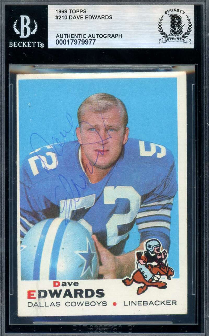 Dave Edwards Beckett BAS Signed 1969 Topps Rookie Autograph