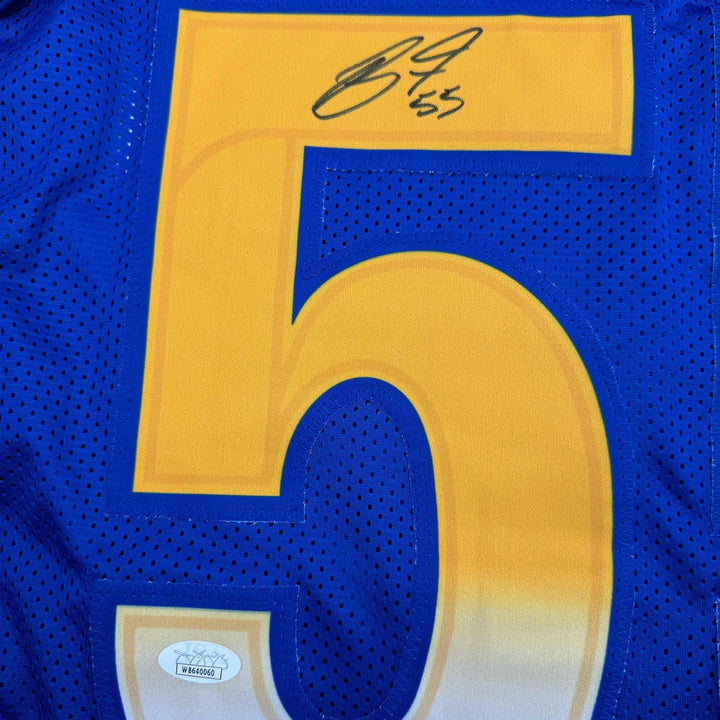 Framed Signed Braden Fiske 35x39 Los Angeles LA Blue Jersey JSA COA
