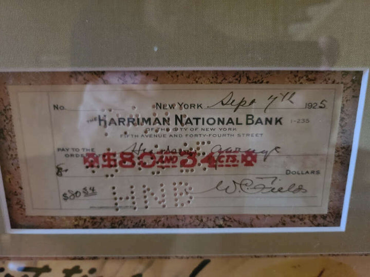 WC Fields Mae West JSA Loa Signed Dual Check Display Framed 35x34 Museum Quality