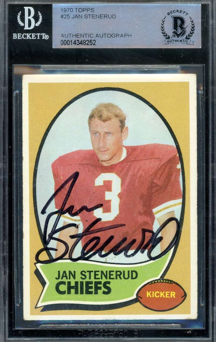 Jan Stenerud Beckett BAS Signed 1970 Topps Rookie Autograph Chiefs