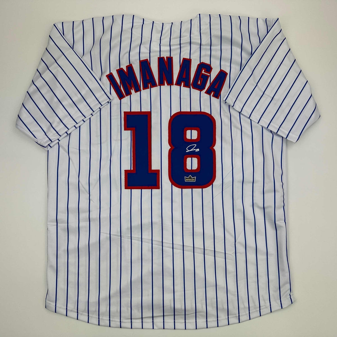 Facsimile Autographed Shota Imanaga Chicago Pinstripe Reprint Jersey Men's XL