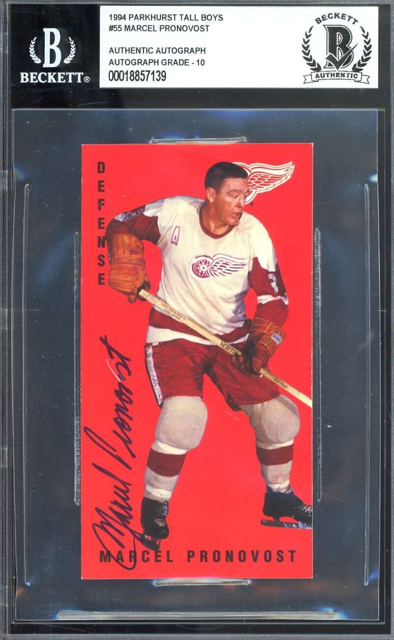 Marcel Pronovost Gem Mint 10 Beckett BAS Signed 1994 Parkhurst Tall Boys Auto